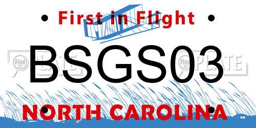 BSGS03 North Carolina License Plate