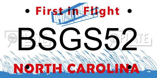 BSGS52 North Carolina License Plate