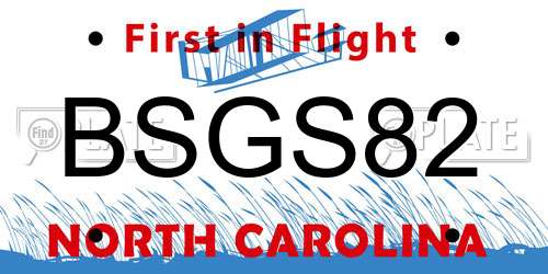 BSGS82 North Carolina License Plate
