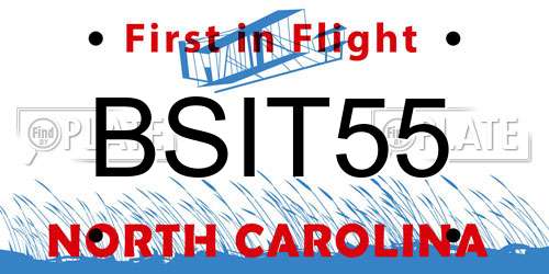 BSIT55 North Carolina License Plate