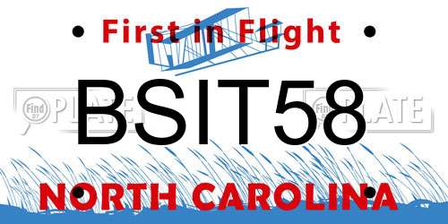 BSIT58 North Carolina License Plate