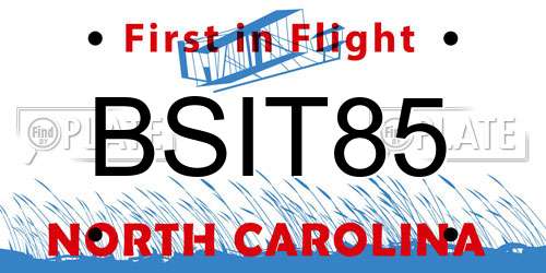 BSIT85 North Carolina License Plate