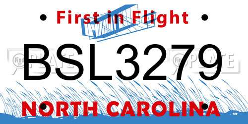 BSL3279 North Carolina License Plate