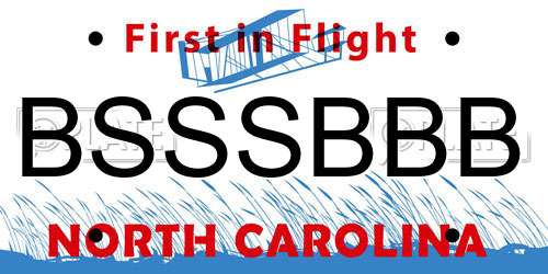 BSSSBBB North Carolina License Plate