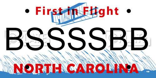 BSSSSBB North Carolina License Plate