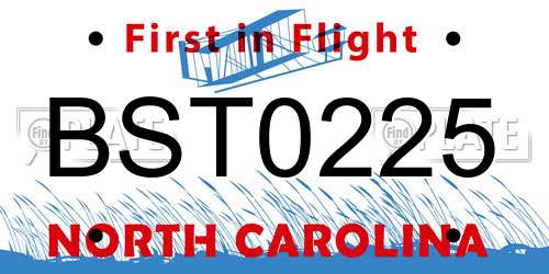 BST0225 North Carolina License Plate