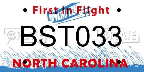BST033 North Carolina License Plate