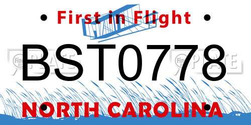 BST0778 North Carolina License Plate