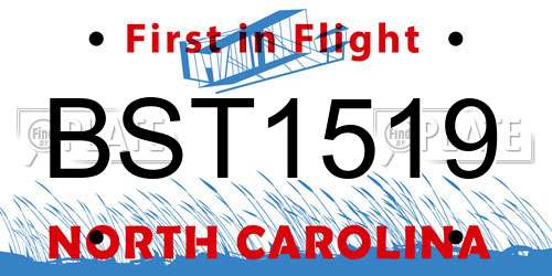 BST1519 North Carolina License Plate