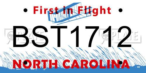 BST1712 North Carolina License Plate