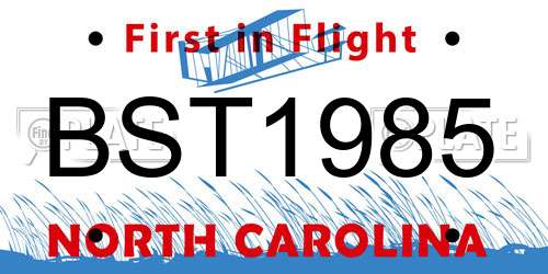 BST1985 North Carolina License Plate