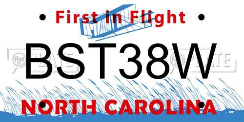 BST38W North Carolina License Plate