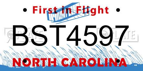 BST4597 North Carolina License Plate