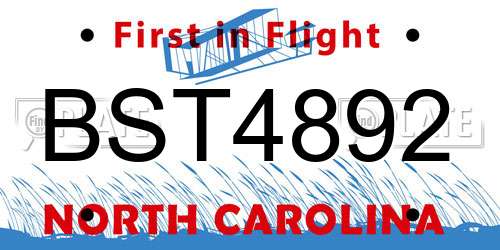 BST4892 North Carolina License Plate