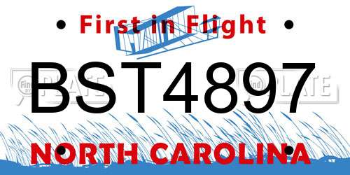BST4897 North Carolina License Plate