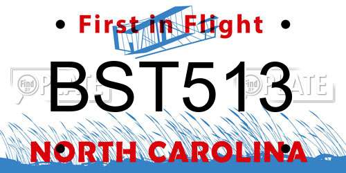 BST513 North Carolina License Plate