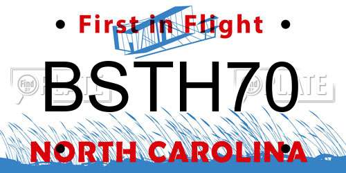BSTH70 North Carolina License Plate