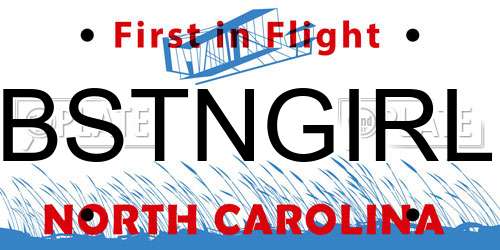 BSTNGIRL North Carolina License Plate