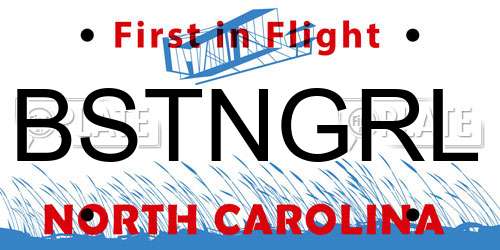 BSTNGRL North Carolina License Plate