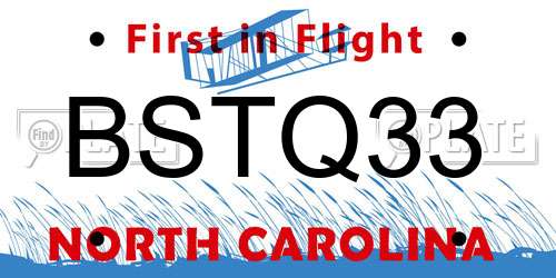BSTQ33 North Carolina License Plate