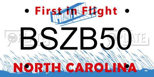 BSZB50 North Carolina License Plate