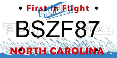 BSZF87 North Carolina License Plate