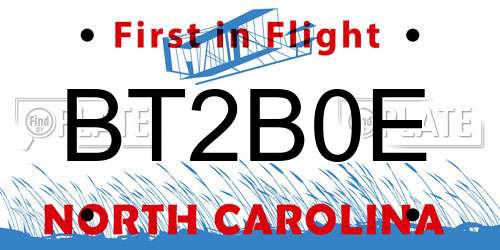 BT2B0E North Carolina License Plate
