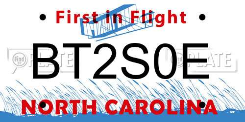 BT2S0E North Carolina License Plate
