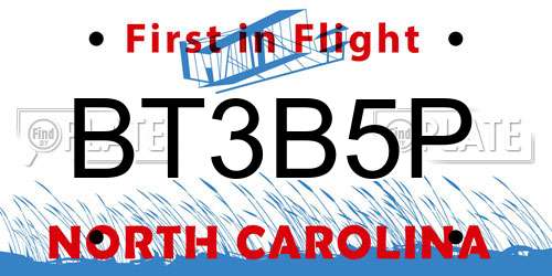 BT3B5P North Carolina License Plate