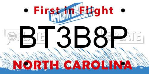 BT3B8P North Carolina License Plate