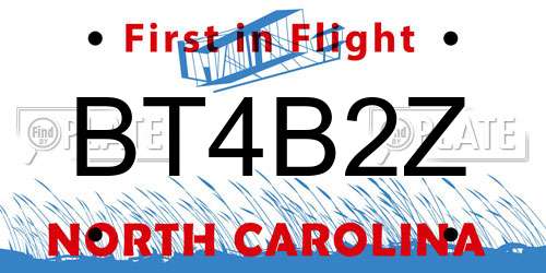 BT4B2Z North Carolina License Plate