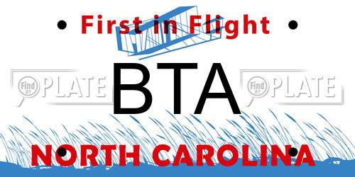 BTA North Carolina License Plate