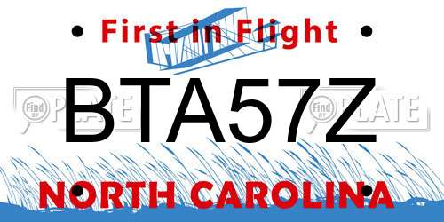 BTA57Z North Carolina License Plate