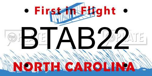 BTAB22 North Carolina License Plate