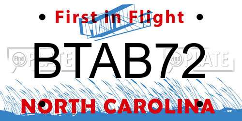 BTAB72 North Carolina License Plate