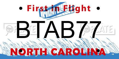 BTAB77 North Carolina License Plate