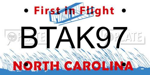 BTAK97 North Carolina License Plate
