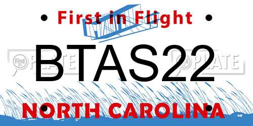 BTAS22 North Carolina License Plate