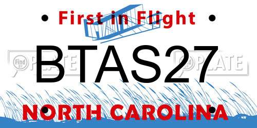 BTAS27 North Carolina License Plate
