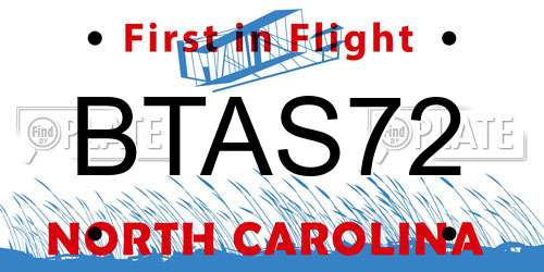 BTAS72 North Carolina License Plate