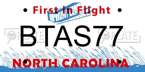 BTAS77 North Carolina License Plate