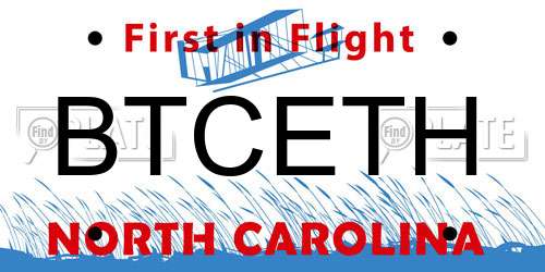 BTCETH North Carolina License Plate