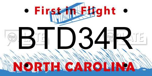 BTD34R North Carolina License Plate