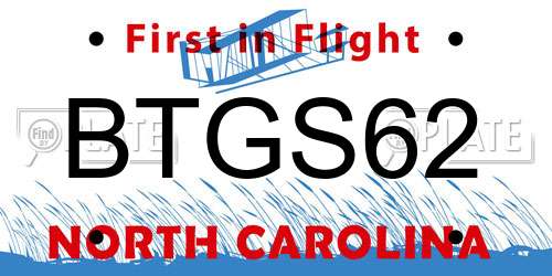 BTGS62 North Carolina License Plate