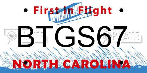BTGS67 North Carolina License Plate