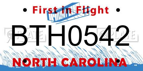 BTH0542 North Carolina License Plate