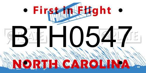 BTH0547 North Carolina License Plate