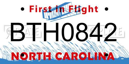 BTH0842 North Carolina License Plate