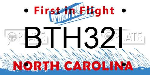 BTH32I North Carolina License Plate