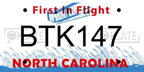 BTK147 North Carolina License Plate